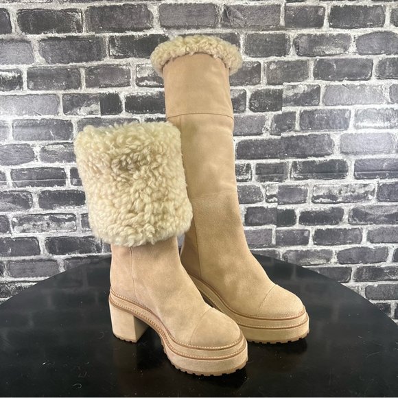 NWOT Cult Gaia Cowhide Suede Sommar fold over Boots - Size 36.5 - Picture 11 of 14